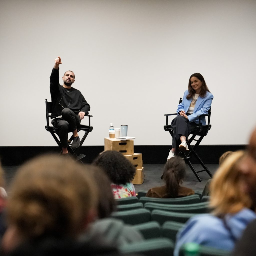 Pietro Pinto moderating a 2024 Film Masterclass with Ana De La Reguera